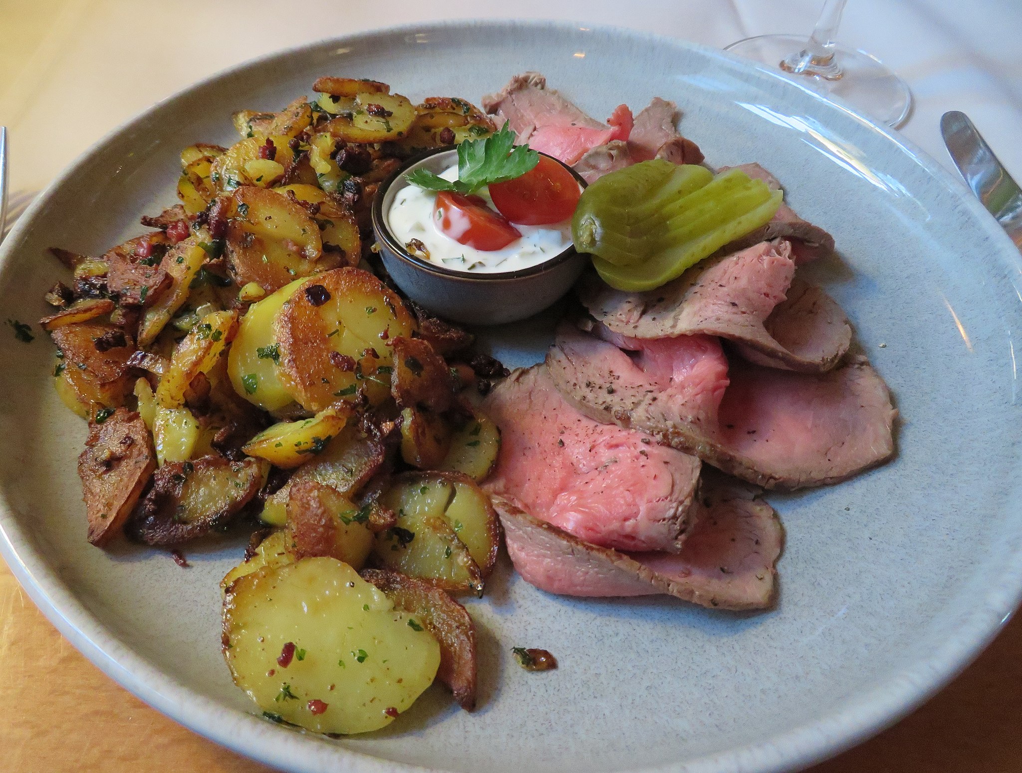 Bratkartoffeln is a common German side dish that's made from potatoes